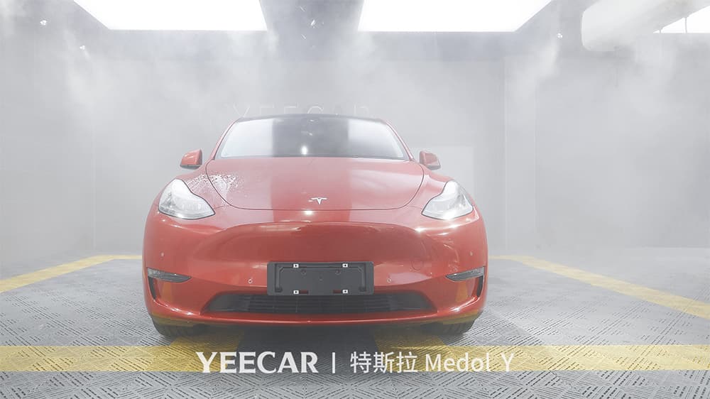 特斯拉ModelY红色施工YEECAR隐形车衣流程及效果展示（图二）